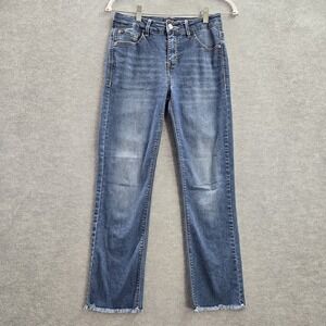Curve Appeal Women Jeans 27 Blue Denim Off-Duty‎ Straight Mid Rise Pockets